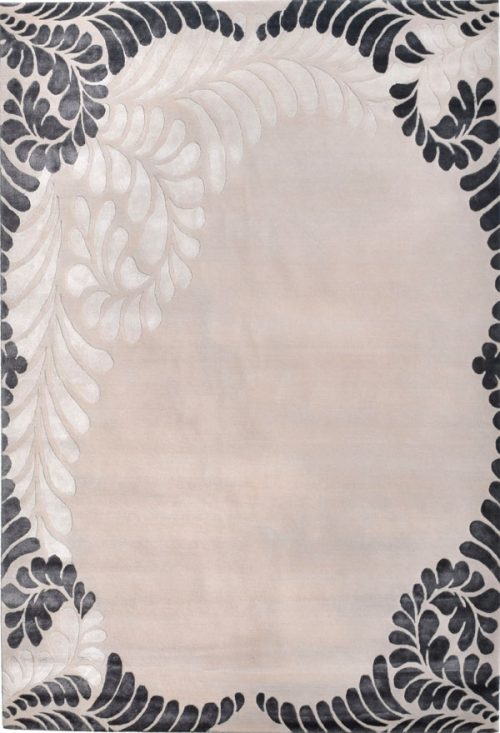 contemporary handmade floral design rug with high and low pile