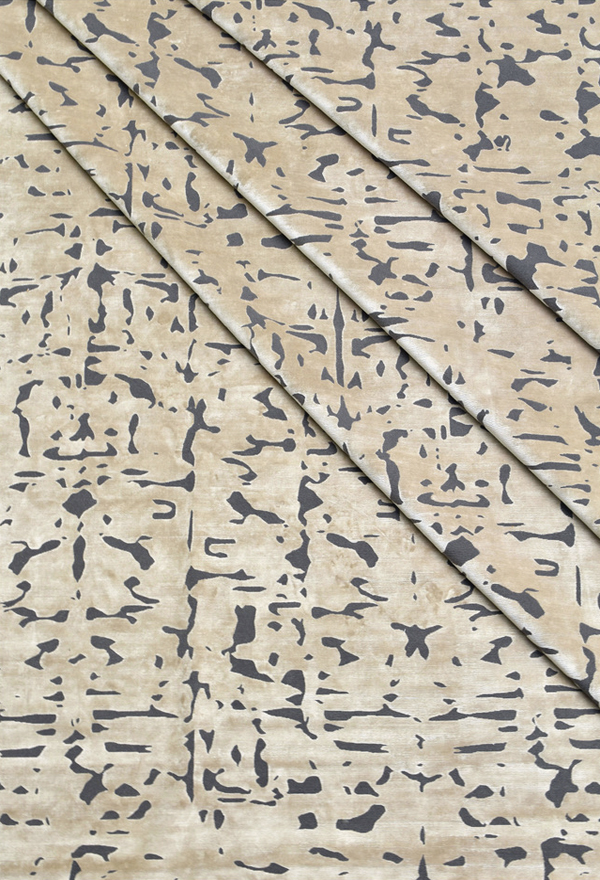 hand knotted wool and silk rug in cream and black at rug art nyc