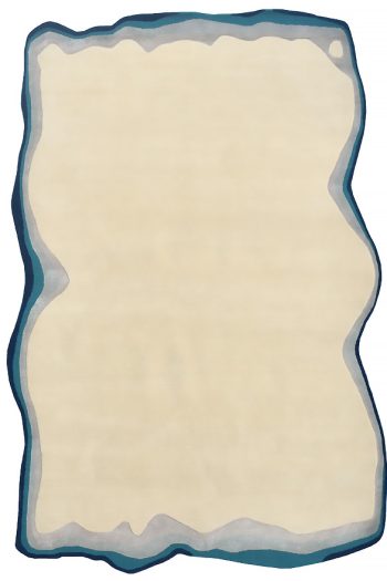 contemporary handmade irregular shape rug design with border
