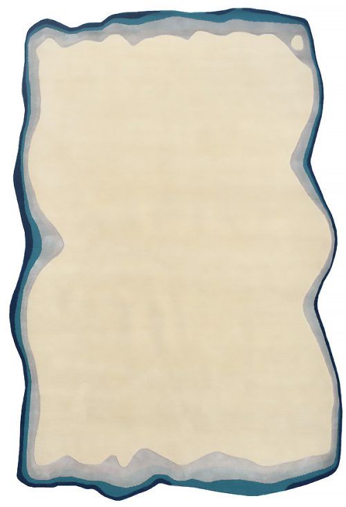 contemporary handmade irregular shape rug design with border