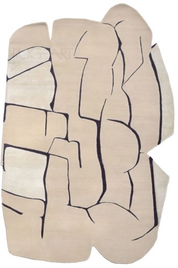 contemporary handmade irregular shape rug design with high and low pile