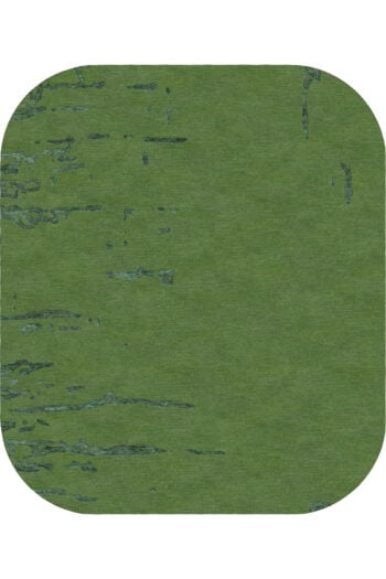 Meadow custom ru by RUG ART NYC, with rounded corners and an abstract pattern in muted green.