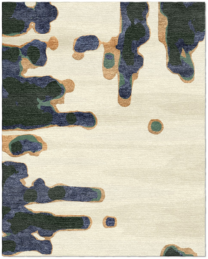 organic abstract rug design Drips in handknotted rug art nyc