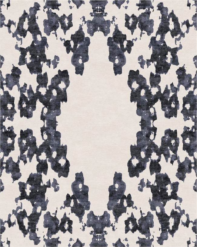 abstract floral design rug handmade luxurious carpet. black and ivory by rug art nyc