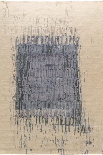 abstract rug design in neutral tones, ivory and blue, gray. rug art