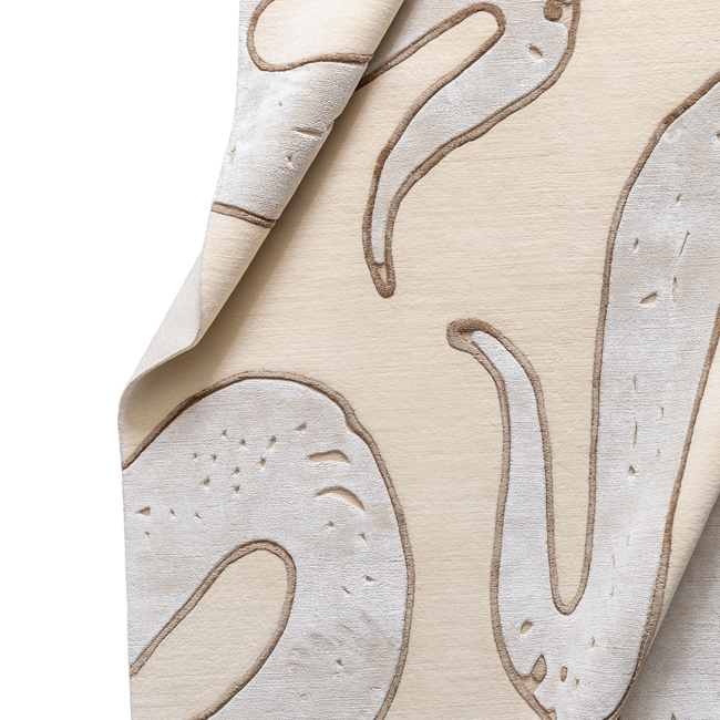 imperial Snake bespoke hand knotted luxury rug featuring a low pile turkish knot and fluid serpent inspired design in wool and silk