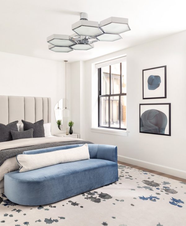 abstract design rug in a modern bedroom from our abstract contemporary collection