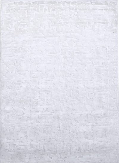 textured high low handmade rug in white wool
